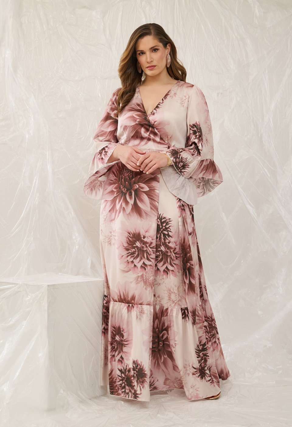Printed wrap maxi dress