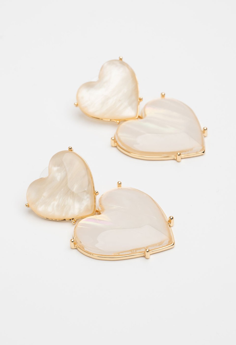 Heart drop earrings with gold trim