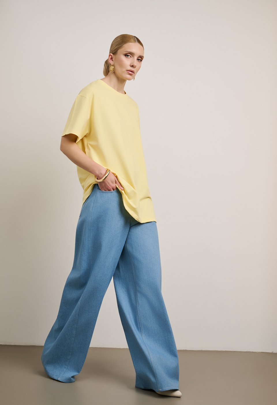 Oversized short-sleeve blouse