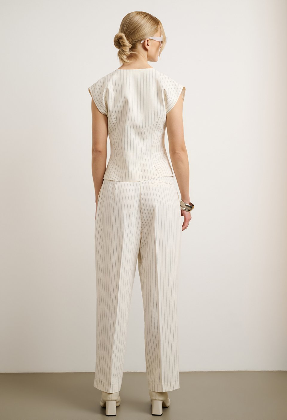Striped Set with Top and High-Waisted Trousers