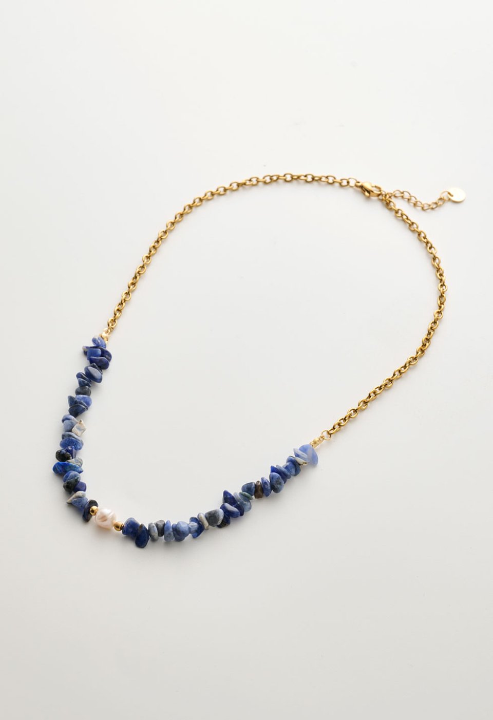 Gold-plated necklace with beads and pearl