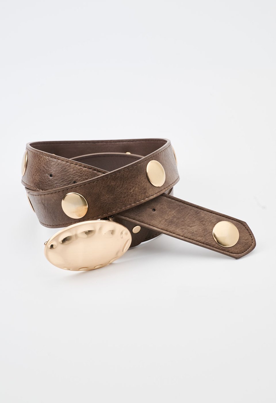 belt with a gold buckle and studs