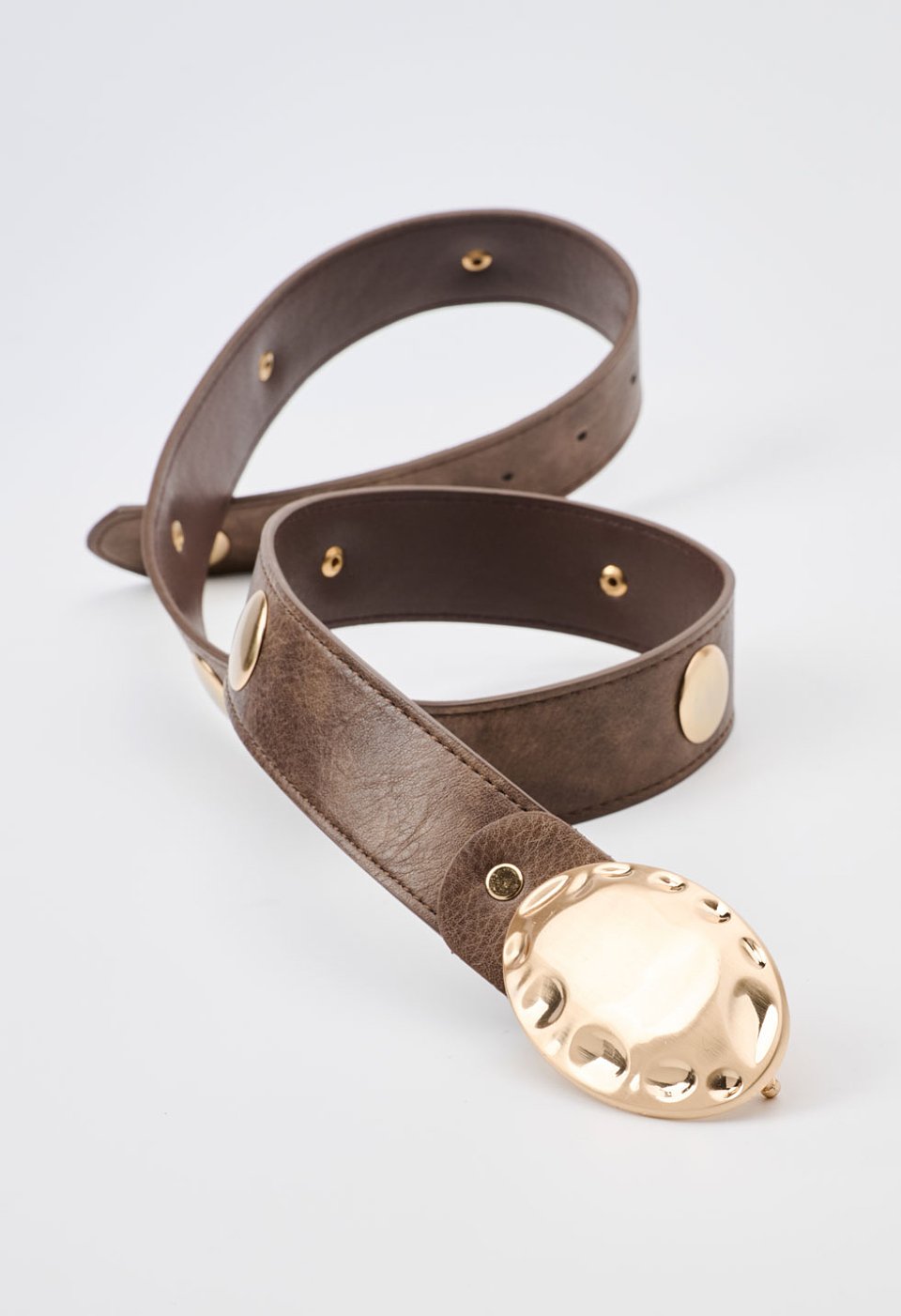belt with a gold buckle and studs