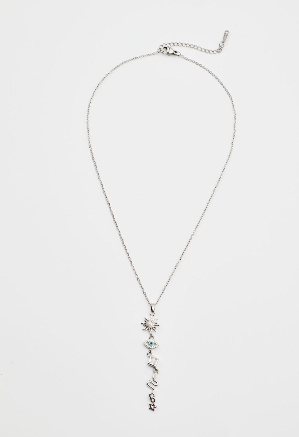 Necklace with dangling motifs and crystal details