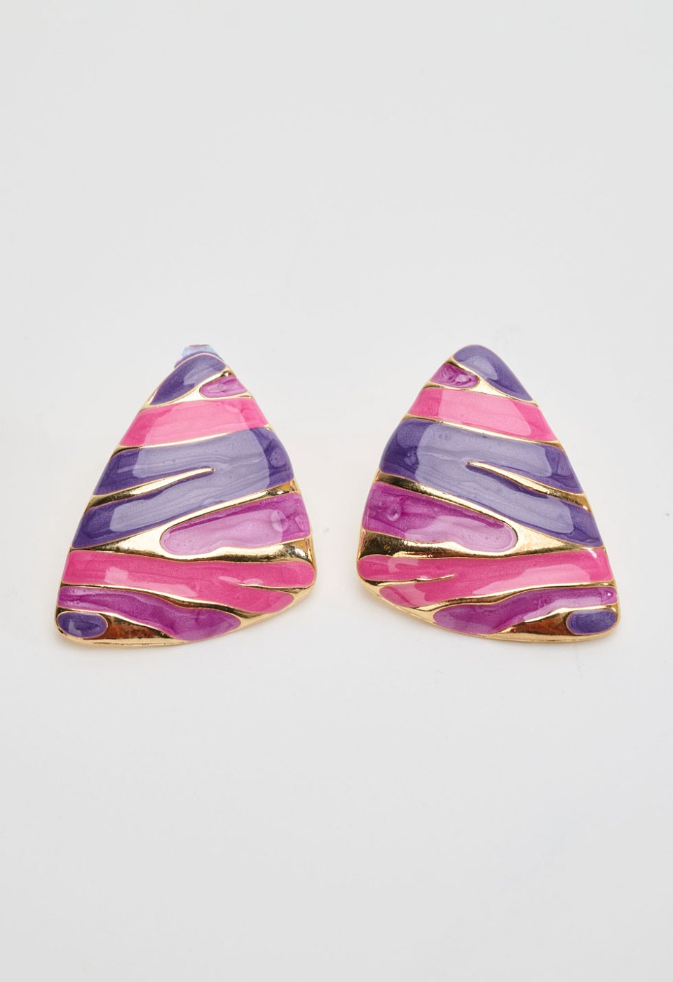 Earrings with a marbled effect in purple and pink