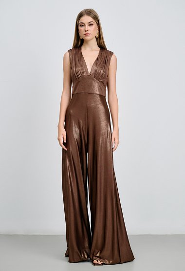 Metallic-texture jumpsuit