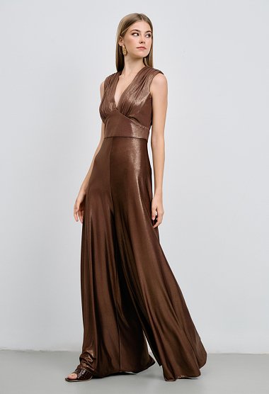 Metallic-texture jumpsuit