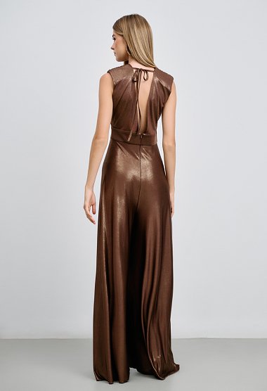 Metallic-texture jumpsuit