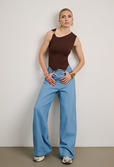 Τζιν παντελόνι ψηλόμεσο wide leg