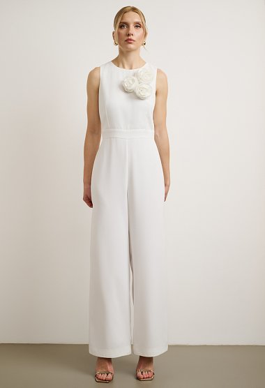 Floral-shoulder jumpsuit