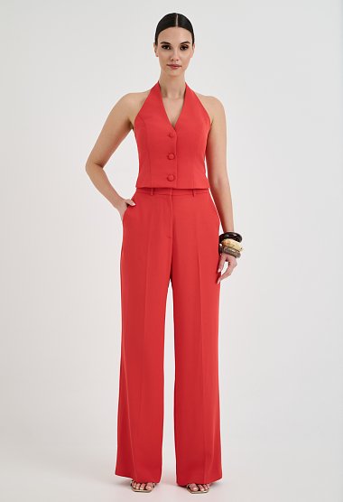 Halter jumpsuit with buttons