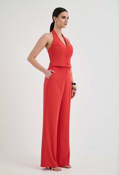 Halter jumpsuit with buttons
