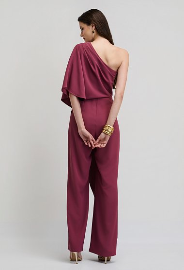 Βραδινό jumpsuit με ασύμμετρη κάπα