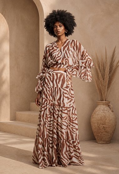 Maxi skirt with zebra print