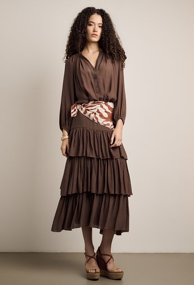 Midi skirt with ruffles