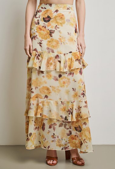 Floral maxi skirt with ruffles