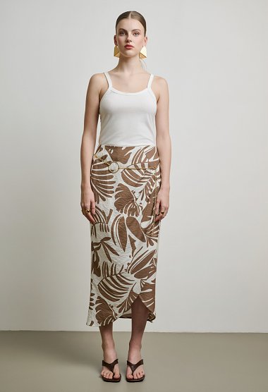 Midi skirt with tropical print