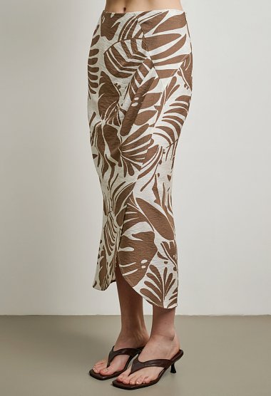 Midi skirt with tropical print