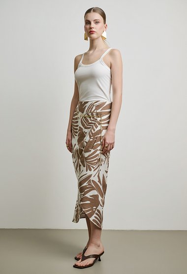 Midi skirt with tropical print