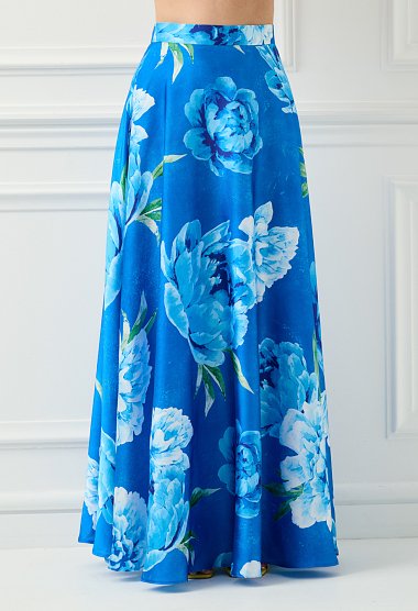 Μακριά φούστα floral σε μπλε απόχρωση