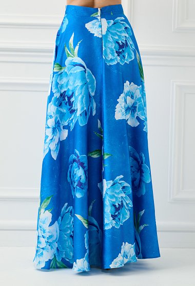 Μακριά φούστα floral σε μπλε απόχρωση