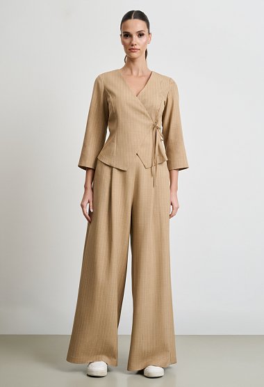 Beige top and trousers set