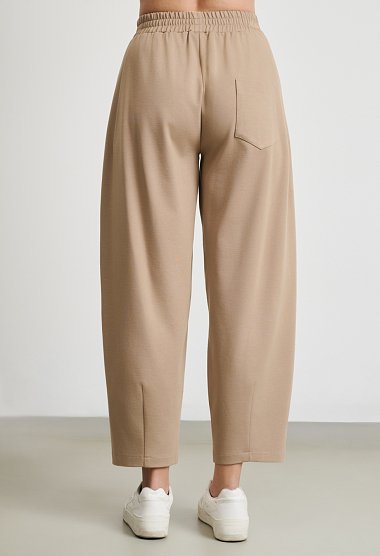 Tie-front blouse and barrel-leg trousers set