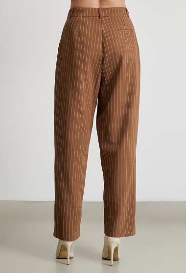Striped Set with Top and High-Waisted Trousers