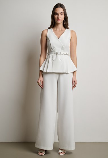 Vest set with belt and high-waisted trousers