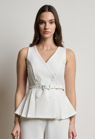 Vest set with belt and high-waisted trousers