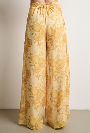 Floral σετ με ασύμμετρο top και παντελόνα