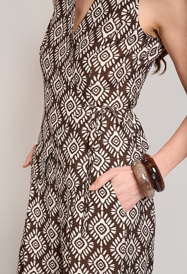 Printed wrap top and trousers set
