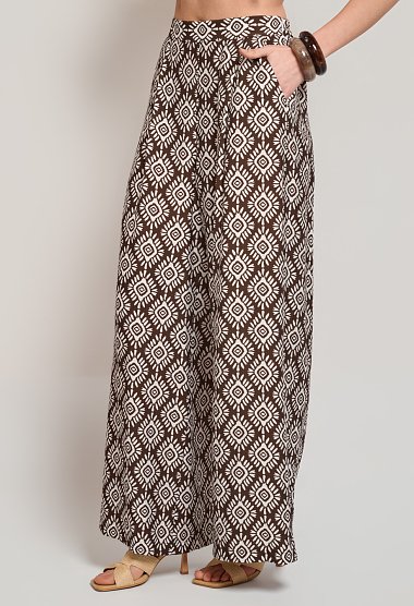 Printed wrap top and trousers set