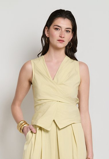 Wrap blouse and pleated midi skirt set