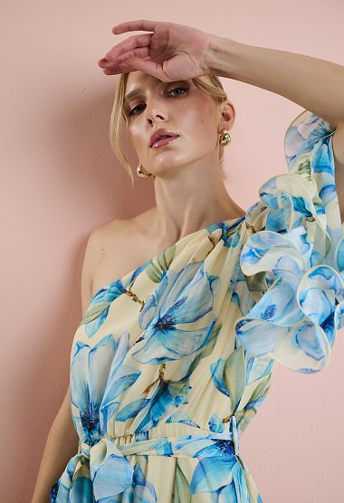 Maxi Floral One-Shoulder Dress