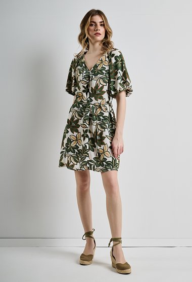 Short dress with a floral pattern.