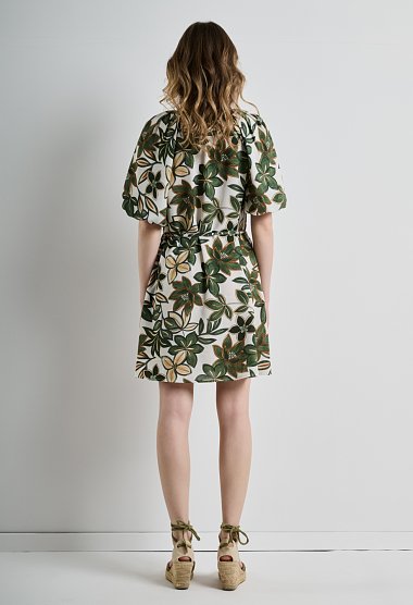 Short dress with a floral pattern.