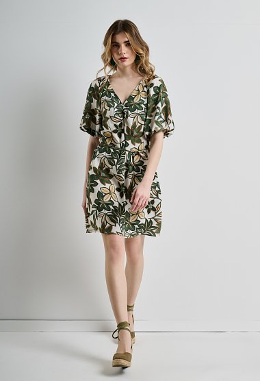 Short dress with a floral pattern.