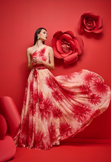 Asymmetric printed dress