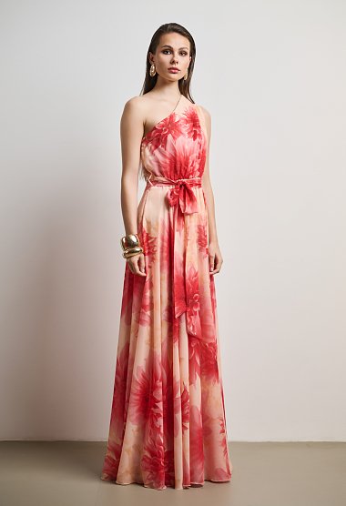 Asymmetric printed dress