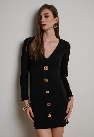 Short dress with gold buttons