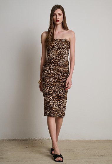 Στράπλες φόρεμα με animal print
