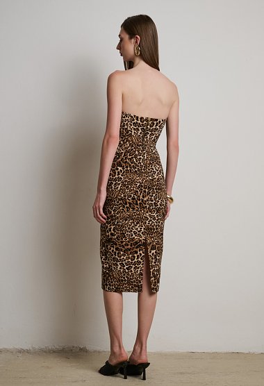 Στράπλες φόρεμα με animal print