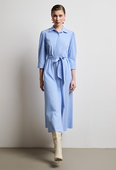 Striped shirt dress with belt