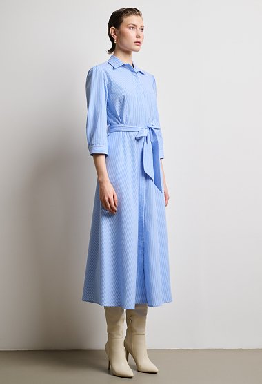 Striped shirt dress with belt