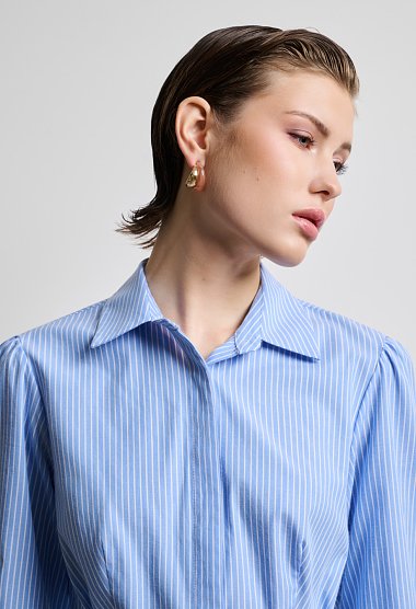 Striped shirt dress with belt