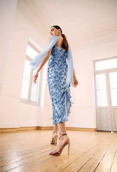 Sequin midi dress with fringes