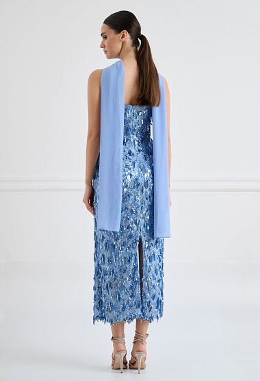 Sequin midi dress with fringes