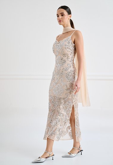 Sequin maxi evening dress