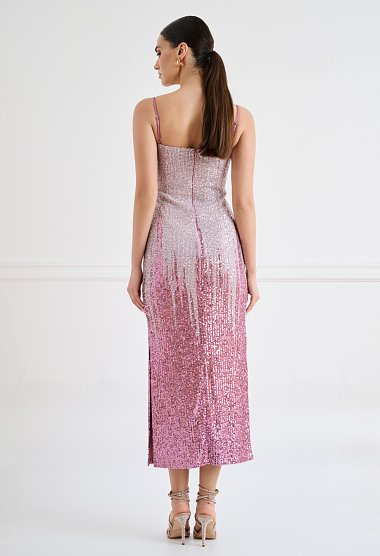 Pink sequin midi dress